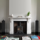 702 S2 Gloss Black with Rotel RA-1572 Fireplace - Grilles On