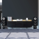 702 S2 Gloss Black with Rotel RA-1572 Centered - Grilles Off