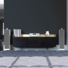 702 S2 Satin White with Rotel RA-1572 Centered - Grilles On