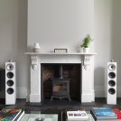 702 S2 Satin White with RA-1572 Fireplace Grilles Off