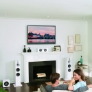 600 Series Matte White Home Theatre Couple Lifestyle