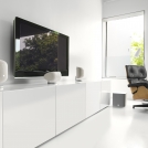 M1 and ASW608 white living room w/ grille